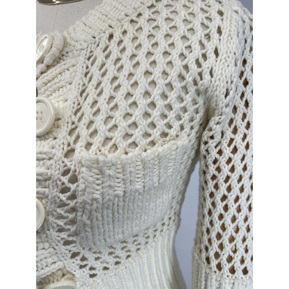 Free People Chunky Open Knit Fitted Cardigan‎ Sweater Buttons Pockets - Picture 8 of 14